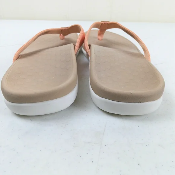 Vionic Tide 2.0 Post Sandals Women Size 11 Slip On Coral Leather Support Slide - Picture 5 of 8